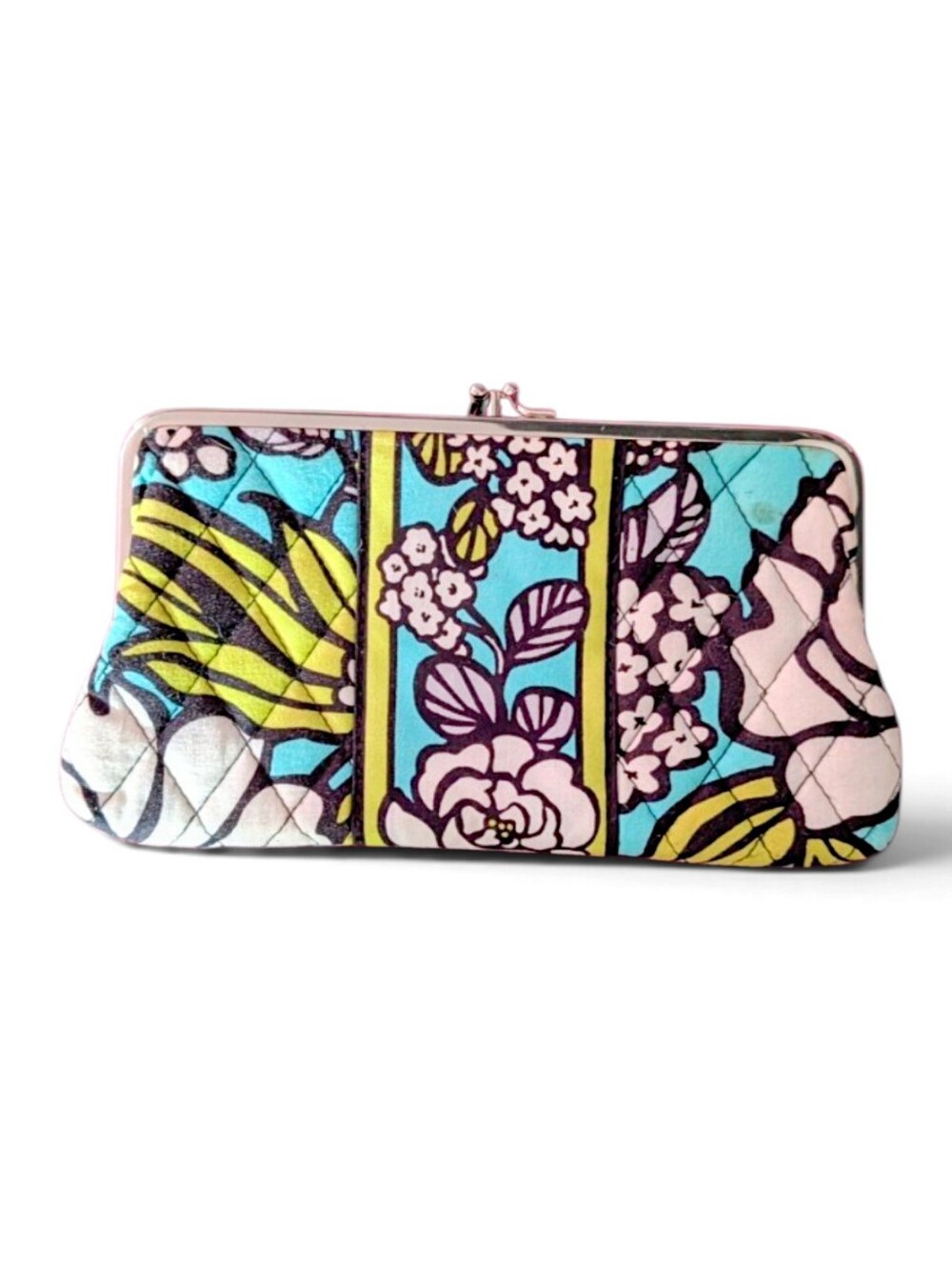 Vera Bradley Double Kisslock Clutch Wallet Island Blooms Quilted Floral